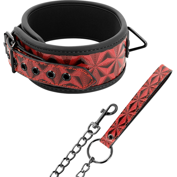 BEGME - RÖD UTGÅVA HALSBAND I PREMIUM VEGANLÄDER MED NEOPRENFODER