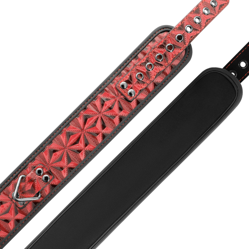 BEGME - RÖD UTGÅVA HALSBAND I PREMIUM VEGANLÄDER MED NEOPRENFODER