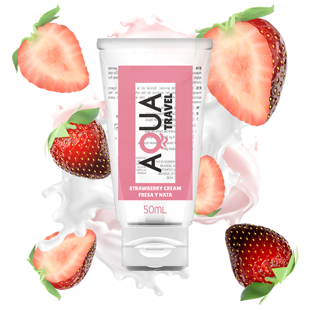 AQUA TRAVEL – VATTENBASERAT GLIDMEDEL MED JORDGUBBSGRÄDDSMAK – 50 ML