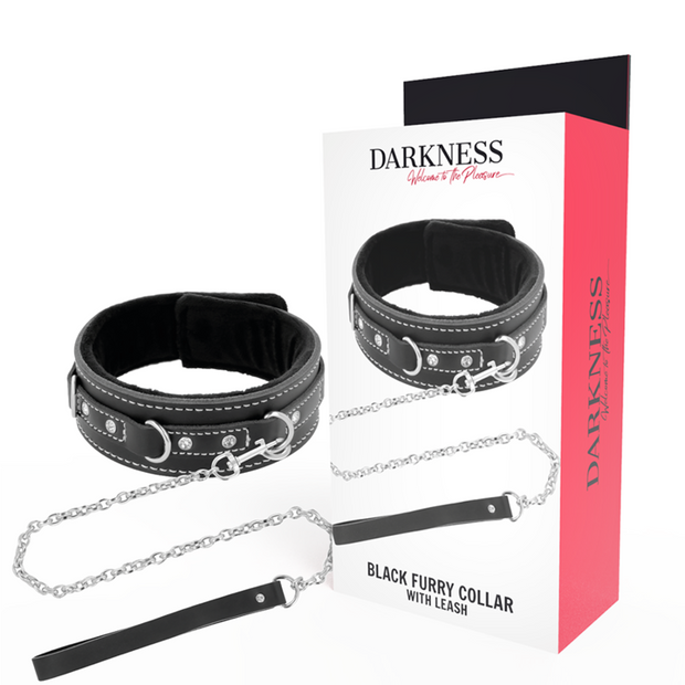 DARKNESS – HÖGKVALITATIVT HALSBAND I LÄDER MED KOPPEL