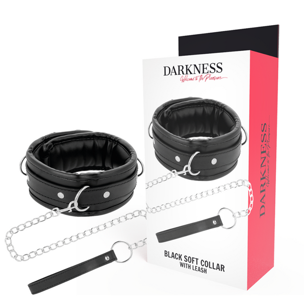 MÖRKES - MJUKT HALSBAND I LÄDER MED KEDJA