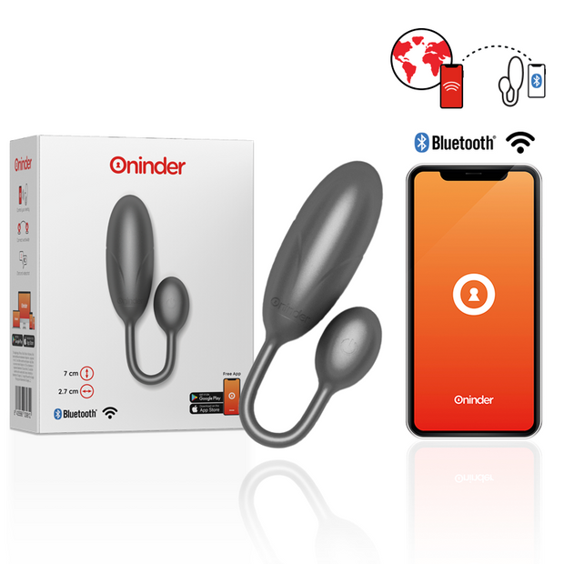 ONINDER - DENVER VIBRATING EGG SVART 7 X 2.7 CM GRATIS APP