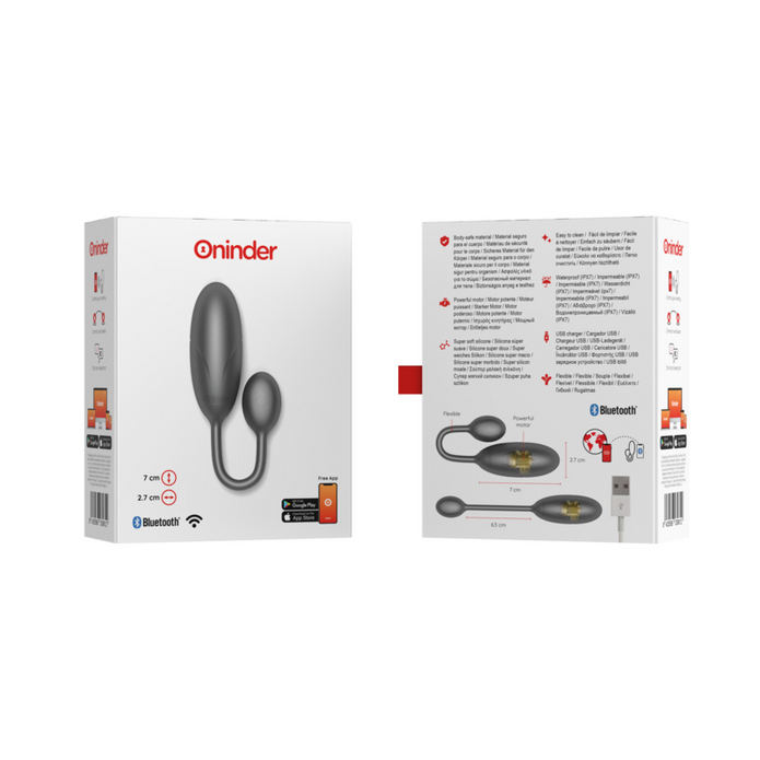 ONINDER - DENVER VIBRATING EGG SVART 7 X 2.7 CM GRATIS APP