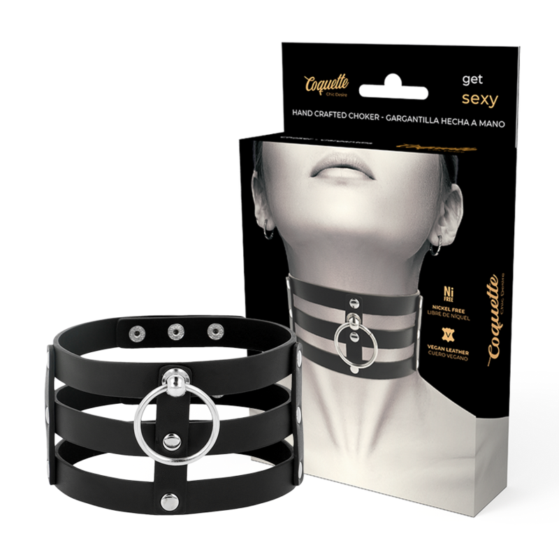 COQUETTE CHIC DESIRE - VEGANSK LÄDER CHOKER I FETISCHSTIL