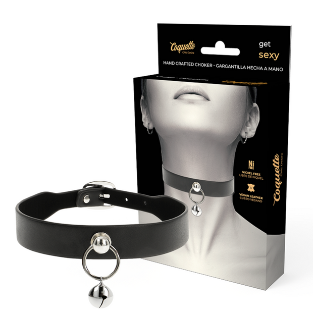 COQUETTE CHIC DESIRE - HALSBAND I VEGANLÄDER FÖR KVINNOR SKALLRA/RING