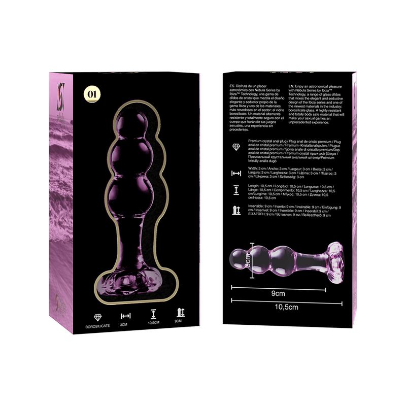 NEBULA SERIES BY IBIZA - MODEL 1 ANAL PLUG BOROSILICATE GLASS PINK 10.5 CM -O- 3 CM