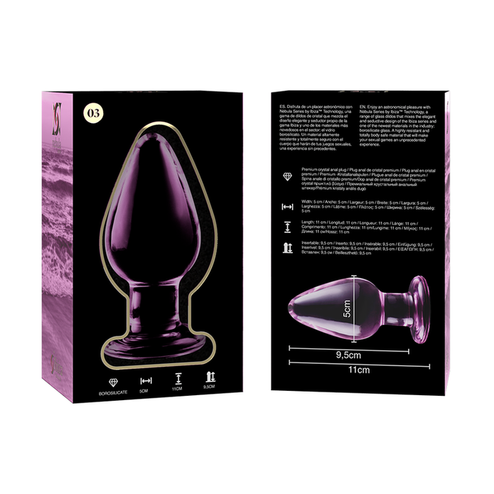 NEBULA SERIES BY IBIZA - MODEL 3 ANAL PLUG BOROSILICATE GLASS PINK 11 CM -O- 5 CM