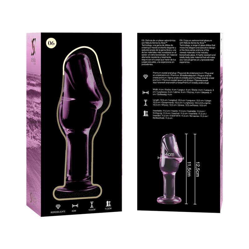 NEBULA SERIES BY IBIZA - MODEL 6 ANAL PLUG BOROSILICATE GLASS PINK 12.5 CM -O- 4 CM