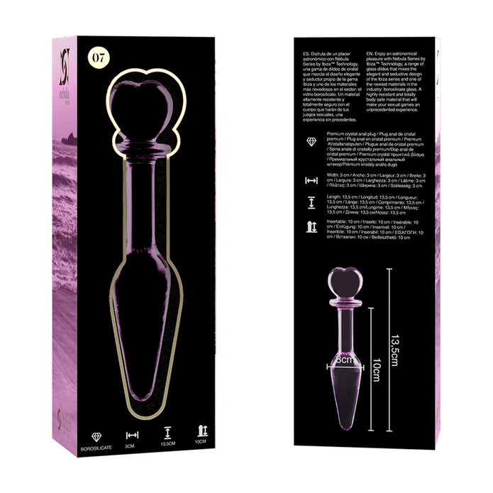 NEBULA SERIES BY IBIZA - MODEL 7 ANAL PLUG BOROSILICATE GLASS PINK 13.5 CM -O- 3 CM