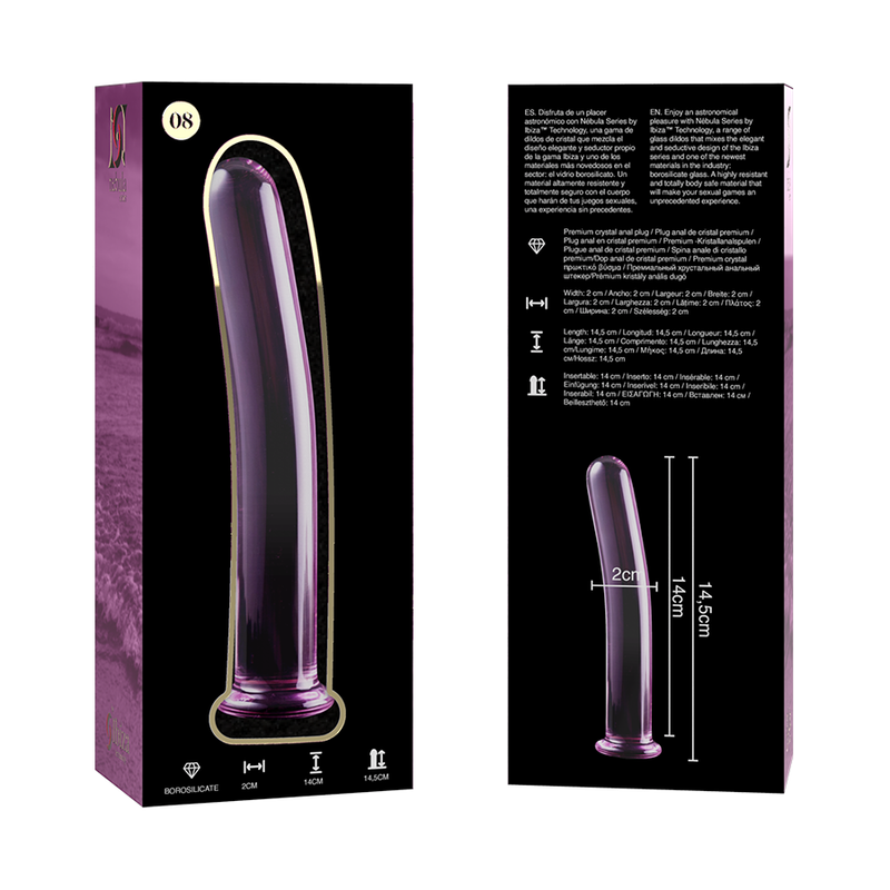 NEBULA SERIES BY IBIZA - Model 8 boorisilikaattilasi dildo, pinkki 14,5 cm x 2 cm