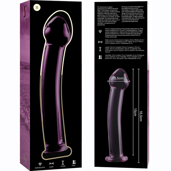 NEBULA SERIES BY IBIZA - MODEL 11 DILDO BOROSILICATE GLASS PINK 16 CM -O- 3 CM