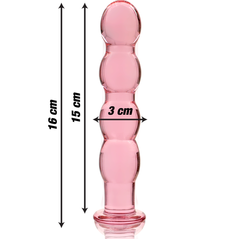 NEBULA SERIES BY IBIZA - MODEL 10 DILDO BOROSILICATE GLASS PINK 16.5 CM -O- 3.5 CM