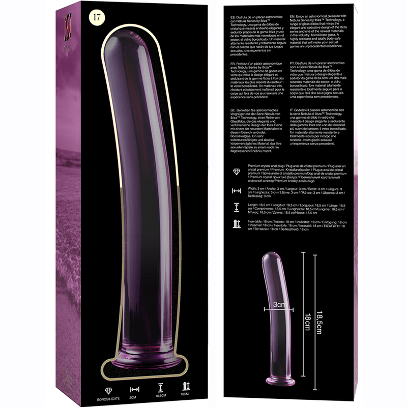 NEBULA SERIES BY IBIZA - MODEL 17 DILDO BOROSILICATE GLASS PINK 18.5 CM -O- 3 CM