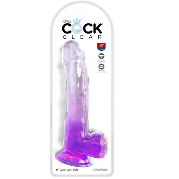 KING COCK -Läpinäkyvä realistinen dildo 20,3 cm, violetti