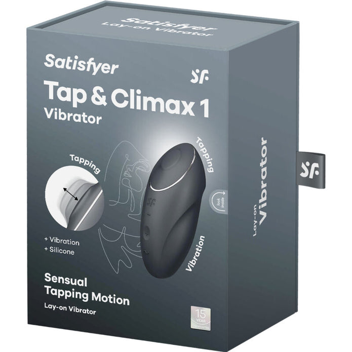 SATISFYER - TAP & CLIMAX 1 PÅLÄGGSVIBRATOR SVART