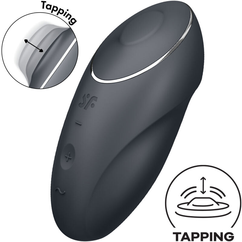 SATISFYER - TAP & CLIMAX 1 PÅLÄGGSVIBRATOR SVART