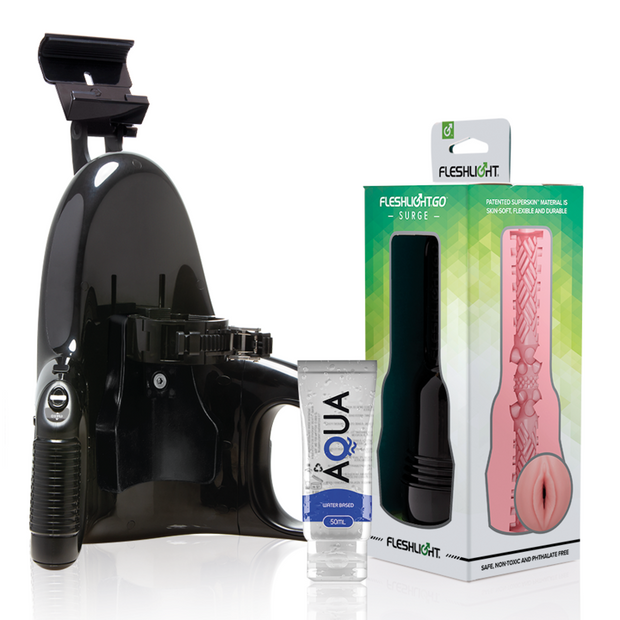 FLESHLIGHT - Go Pink Lady Surge -kondomi + Universal Launch + 50 ml Aqua-laatuinen liukuvoide