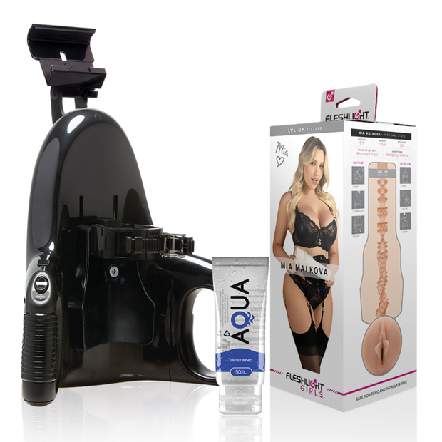 FLESHLIGHT - Mia Malkova Vagina LVL UP + Universal Launch + Aqua-liukuvoide 50 ml