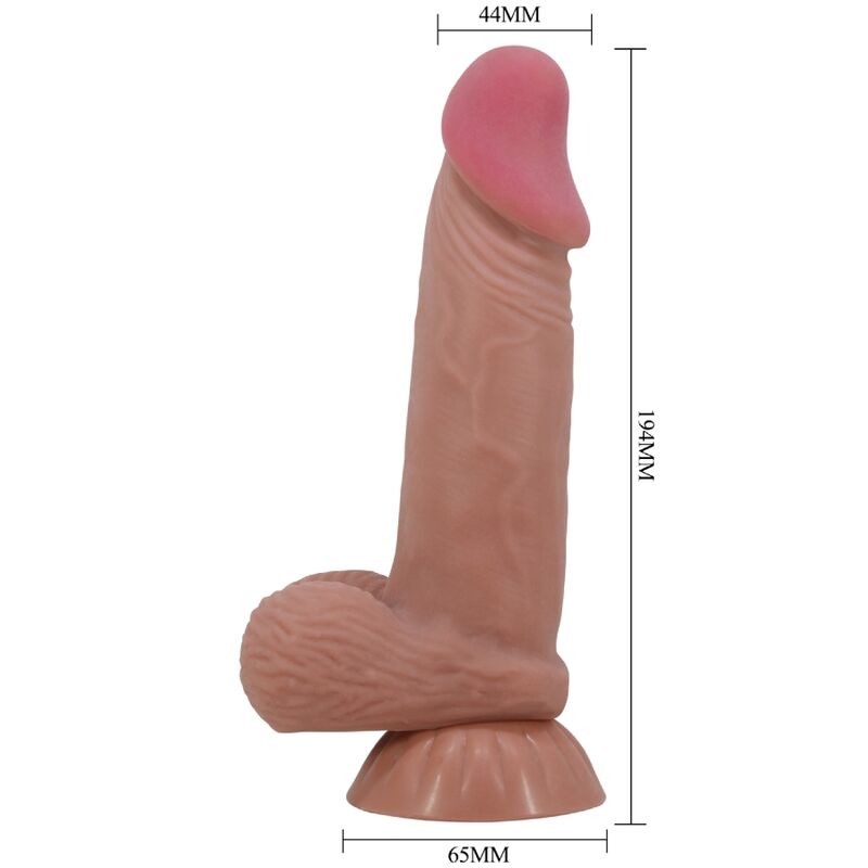 PRETTY LOVE - SLIDING SKIN SERIES REALISTISK DILDO MED SKJUTANDE BRUN HUD SUGKOPP 19,4 CM