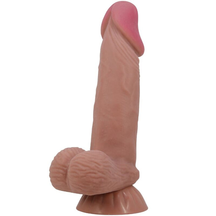 PRETTY LOVE - SLIDING SKIN SERIES REALISTISK DILDO MED SKJUTANDE BRUN HUD SUGKOPP 19,4 CM