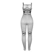 SUBBLIME - 952112 FISKNÄTSBODY MED DETALJER PÅ BRÖST OCH MAGE SVART ONE SIZE