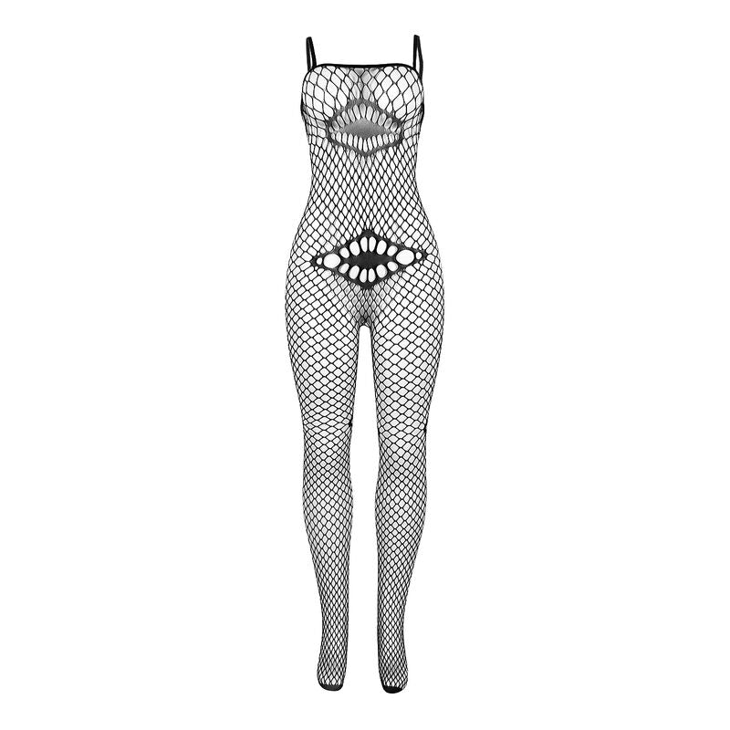 SUBBLIME - 952112 FISKNÄTSBODY MED DETALJER PÅ BRÖST OCH MAGE SVART ONE SIZE