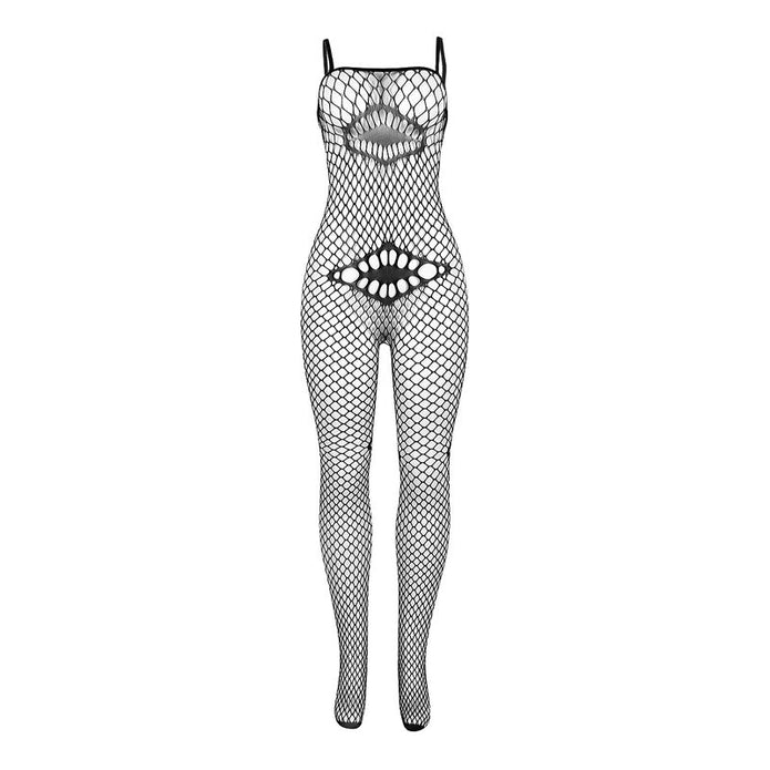 SUBBLIME - 952112 FISKNÄTSBODY MED DETALJER PÅ BRÖST OCH MAGE SVART ONE SIZE