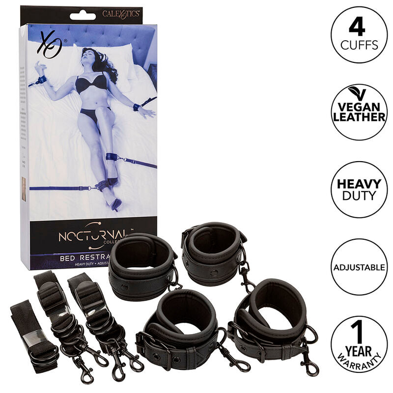 CALEXOTICS - NOCTURNAL BED RESTRAINTS LÄDER JUSTERBARA SVARTA