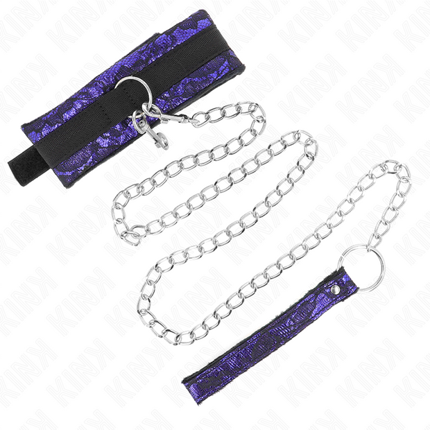 KINK - KORT SAMMETSHALSBAND MED SPETS OCH BÄLTE 105 CM MED NYLONKANTER 44 X 5,5 CM