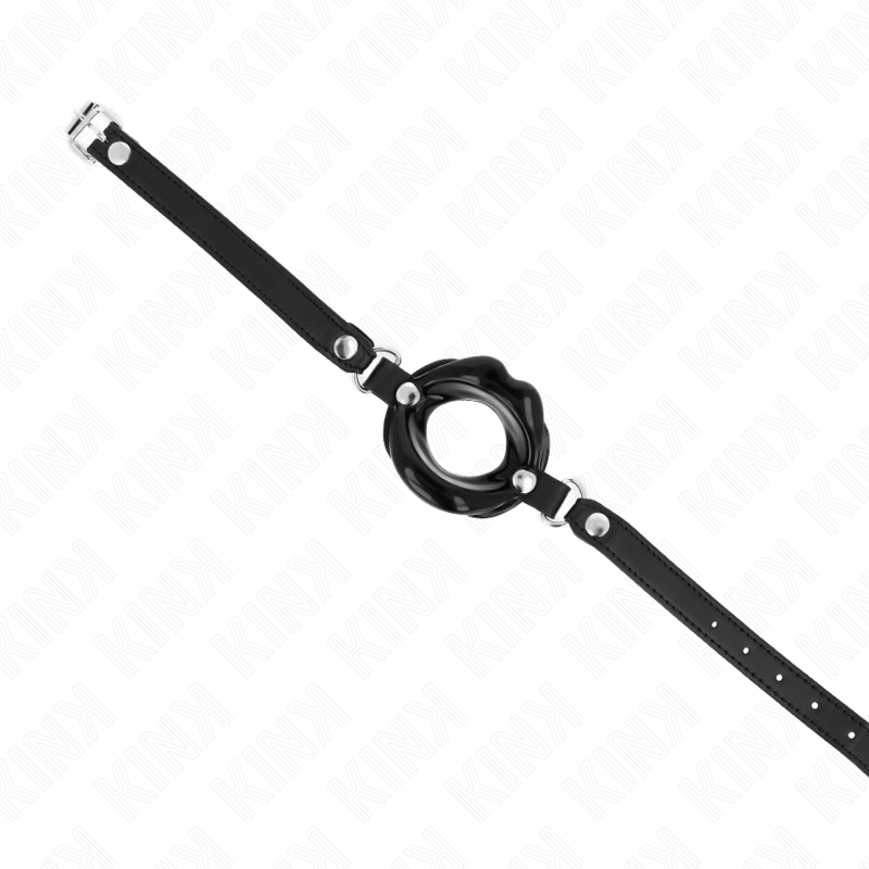KINK - LÄPP MUNNREP 8 CM MED SVART LÄDERREM 63 x 2 CM JUSTERBAR 39-58 CM