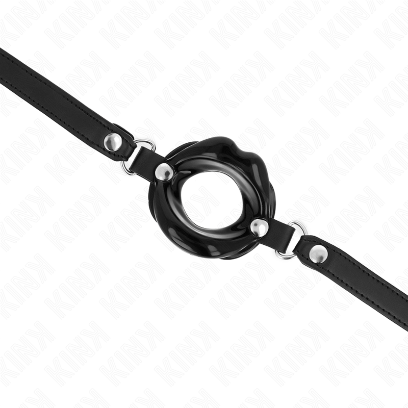 KINK - LÄPP MUNNREP 8 CM MED SVART LÄDERREM 63 x 2 CM JUSTERBAR 39-58 CM