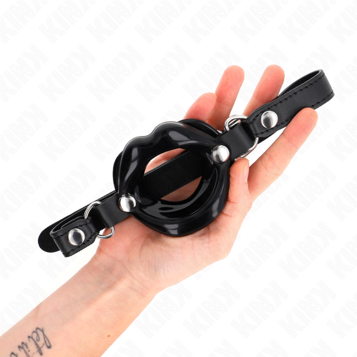 KINK - LÄPP MUNNREP 8 CM MED SVART LÄDERREM 63 x 2 CM JUSTERBAR 39-58 CM