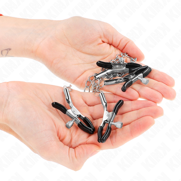 KINK – 4 NIPPEL- OCH KLITORISKLÄMMOR, JUSTERBARA, SILVER