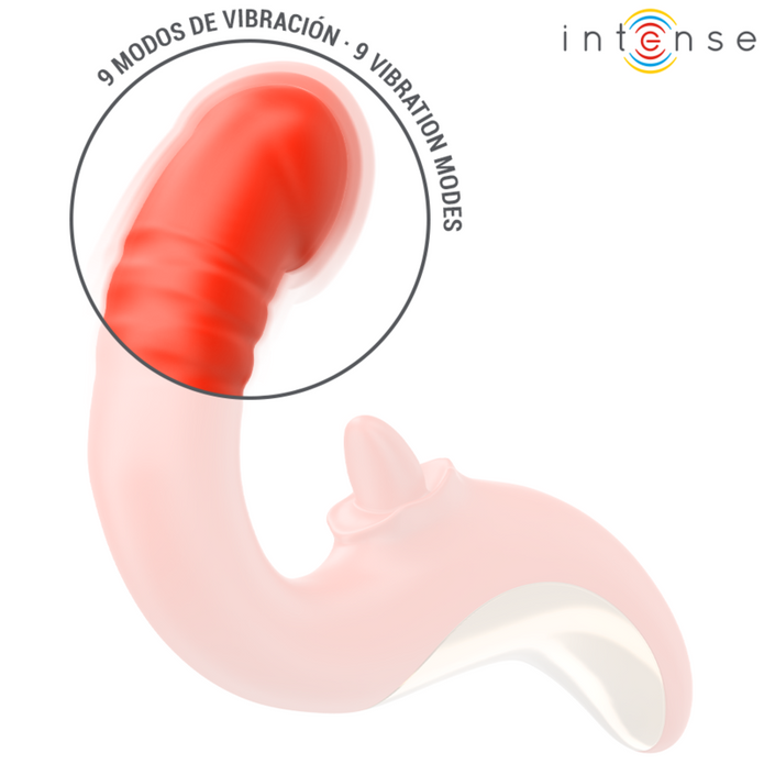 INTENSE - U-muotoinen kaksimoottorinen vibraattori ja stimulaattori, punainen