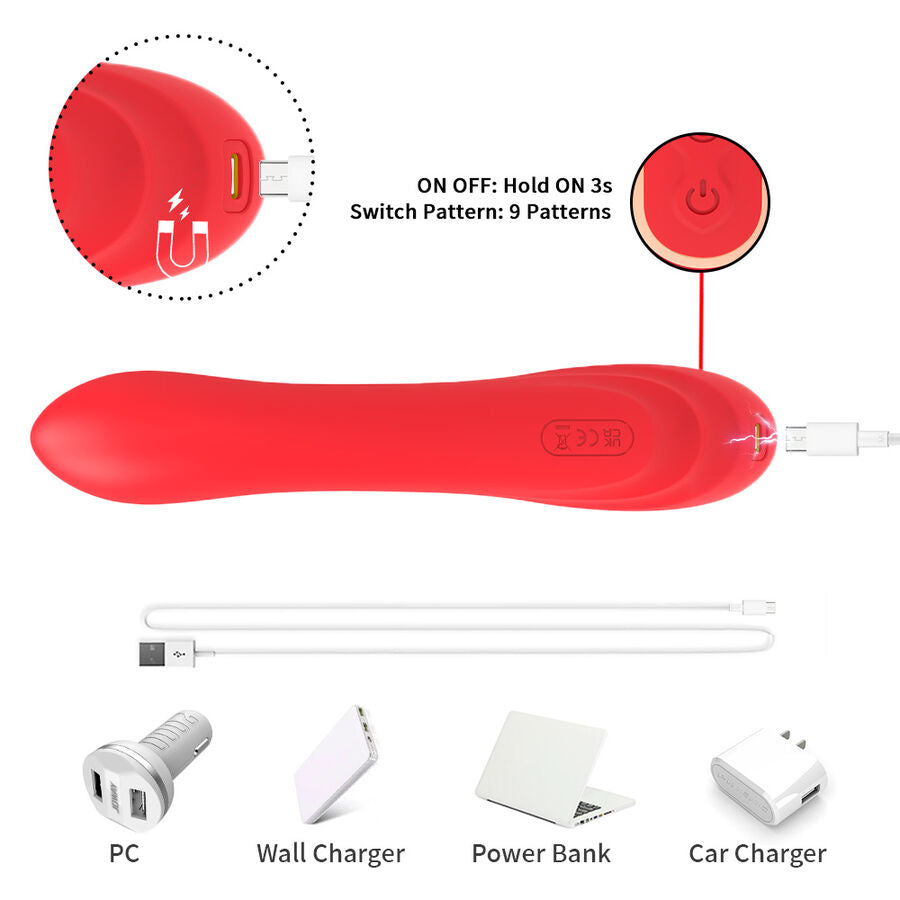 ARMONY - G-SPOT AND CLITORIS STIMULATOR VIBRATOR WITH OSCILLATING TONGUE RED