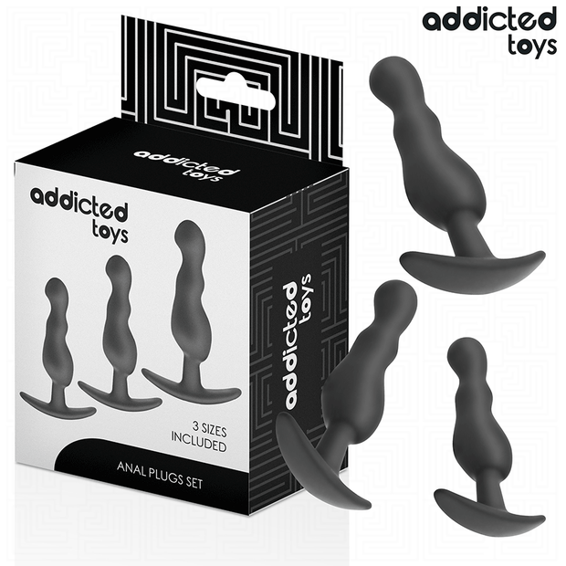 ADDICTED TOYS - Silikoninen anaalitappisarja, 3 osaa, malli 1