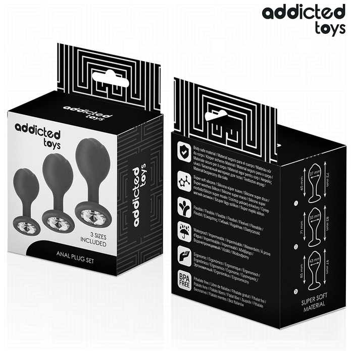 ADDICTED TOYS - SET OF 3 ANAL PLUG SILICONE WITH JEWEL