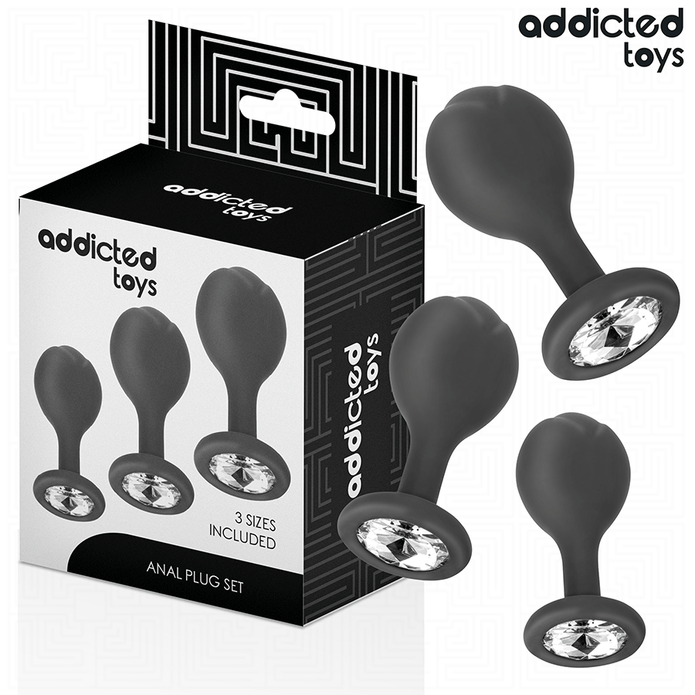 ADDICTED TOYS - SET OF 3 ANAL PLUG SILICONE WITH JEWEL