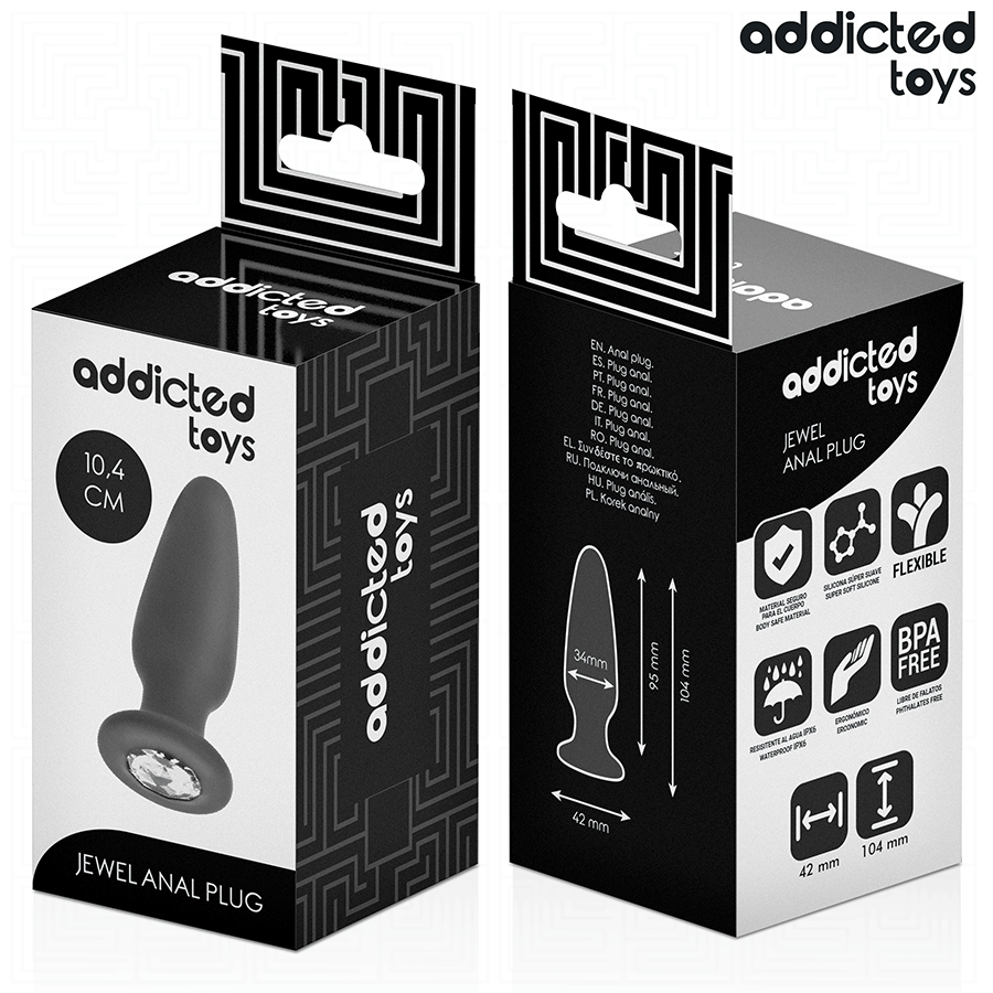 ADDICTED TOYS - Silikoninen jalokivikoristeinen anustappi M 10,4 cm