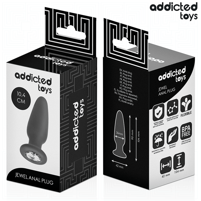 ADDICTED TOYS - Silikoninen jalokivikoristeinen anustappi M 10,4 cm