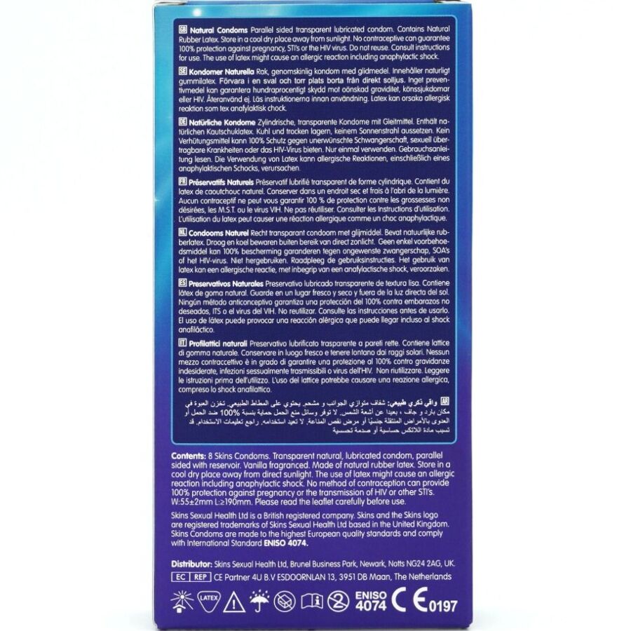 SKINS - Natural Premium -kondomipakkaus 8 kpl