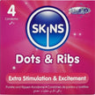 SKINS - Kuviolliset Dots & Ribs -kondomit 4 kpl