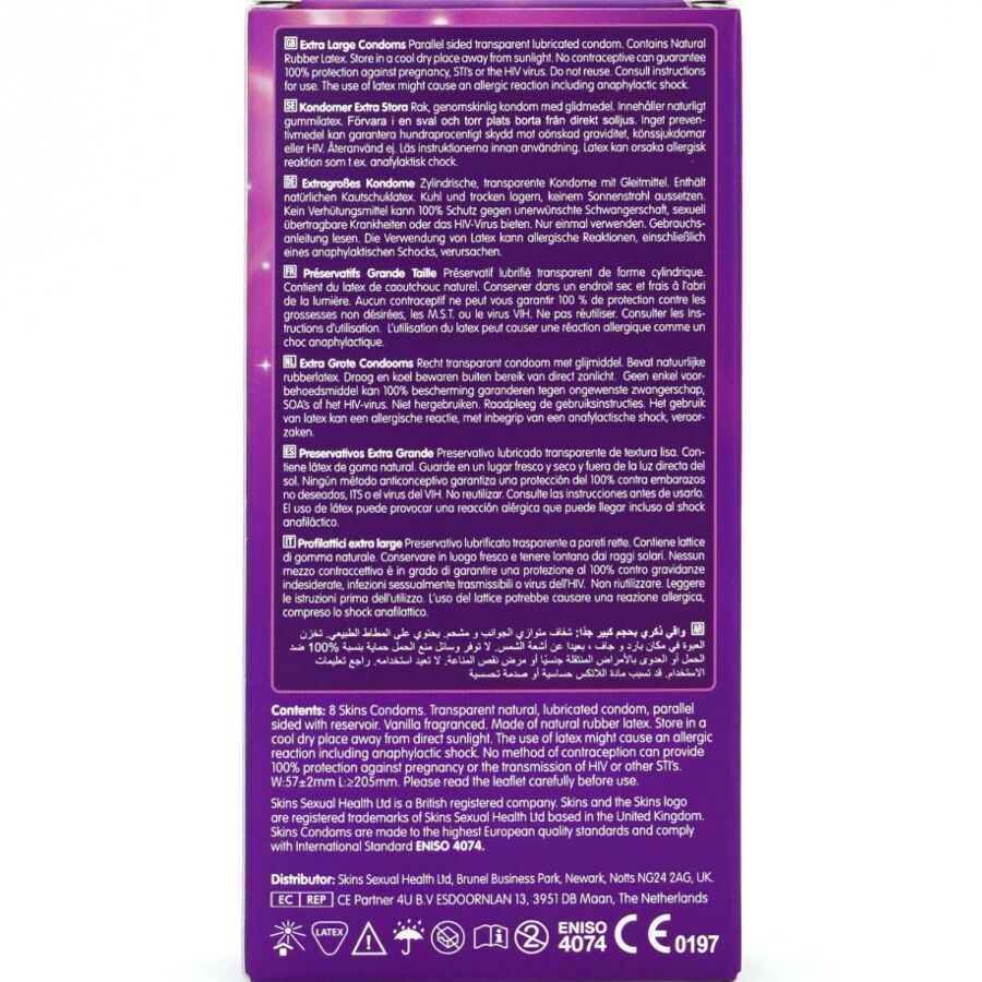 SKINS - Ekstra isot-kondomit, 8kpl