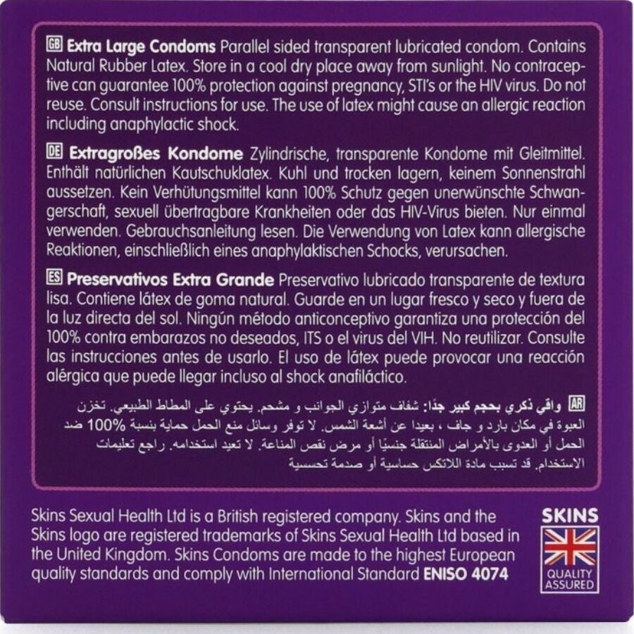 SKINS - Ekstra isot-kondomit, 4kpl