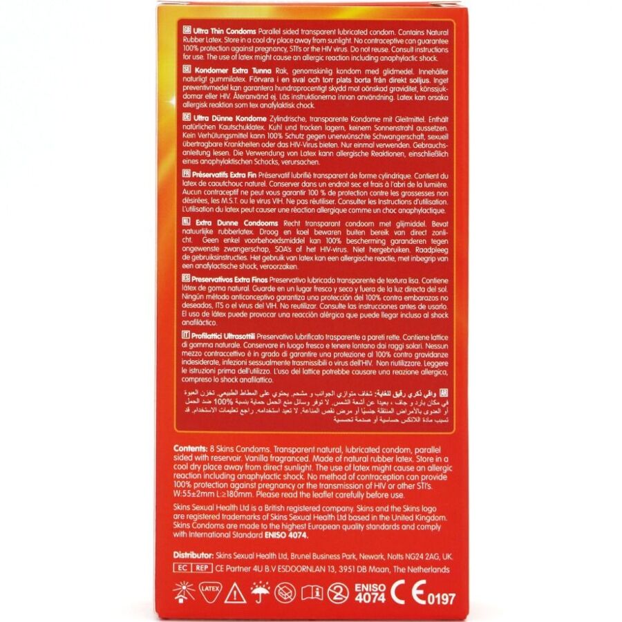 SKINS - Ultra Thin - Kondomit, 8 kpl