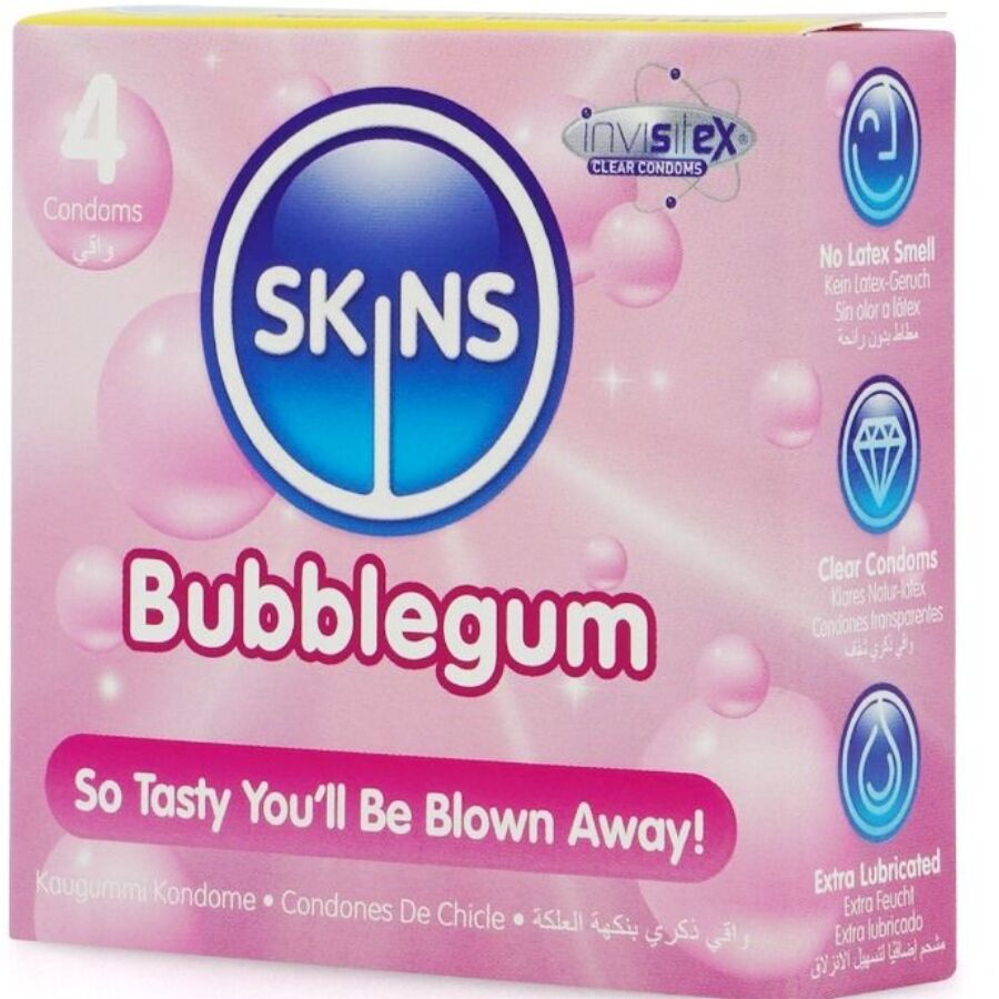 SKINS - Bubblegum 4 kpl makukondomit