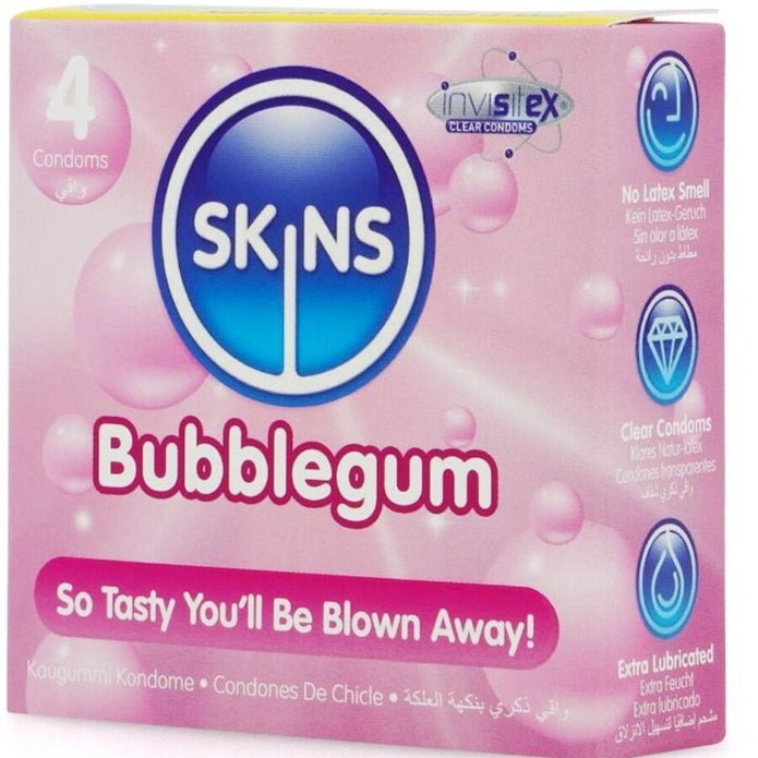 SKINS - Bubblegum 4 kpl makukondomit