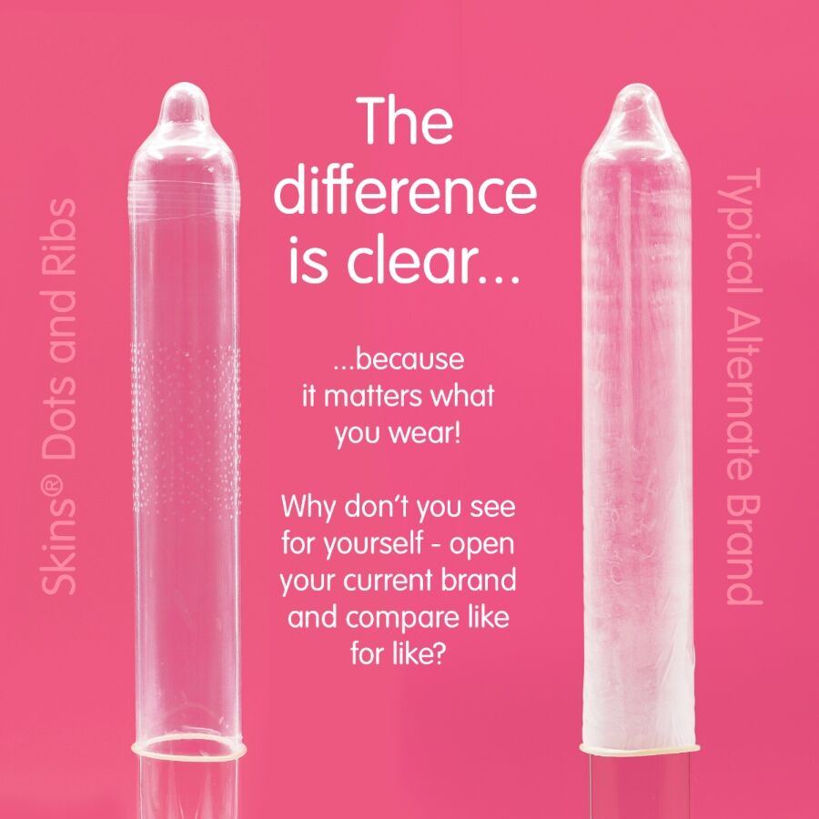 SKINS - Kuviolliset Dots & Ribs -kondomit 16 kpl