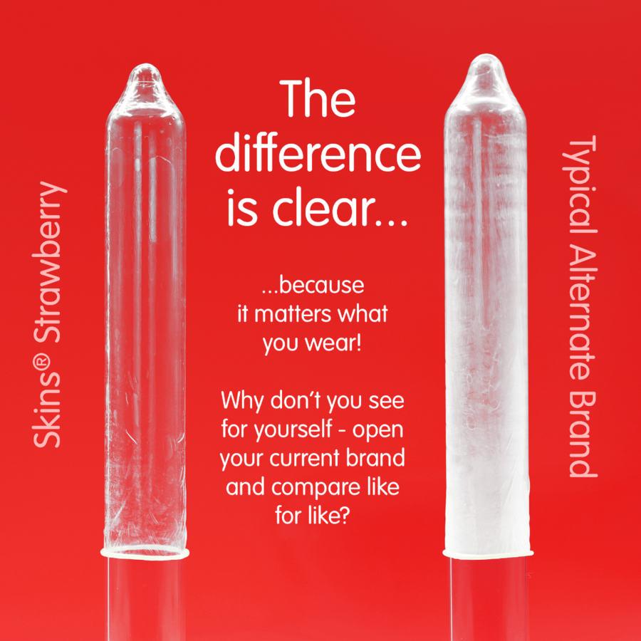 SKINS - Mansikan makuiset kondomit, 4kpl