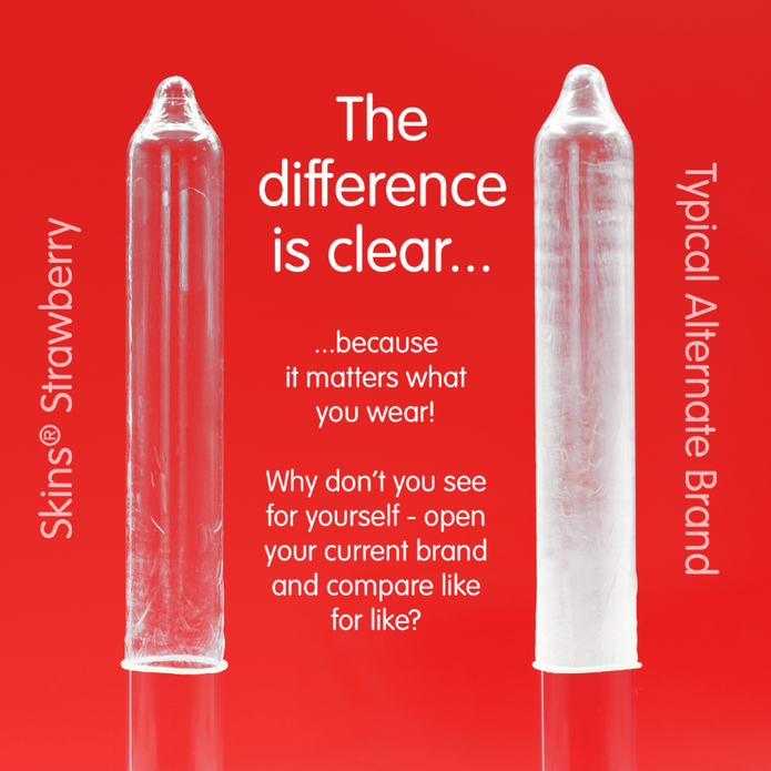 SKINS - Mansikan makuiset kondomit, 4kpl